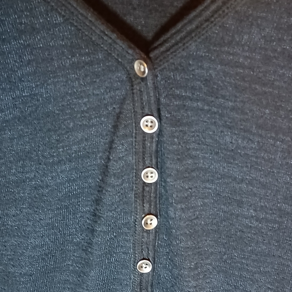 Abercrombie & Fitch Soft A&F Cozy Blue Black Heather VNeck Henley Sweater Size L - Picture 3 of 10